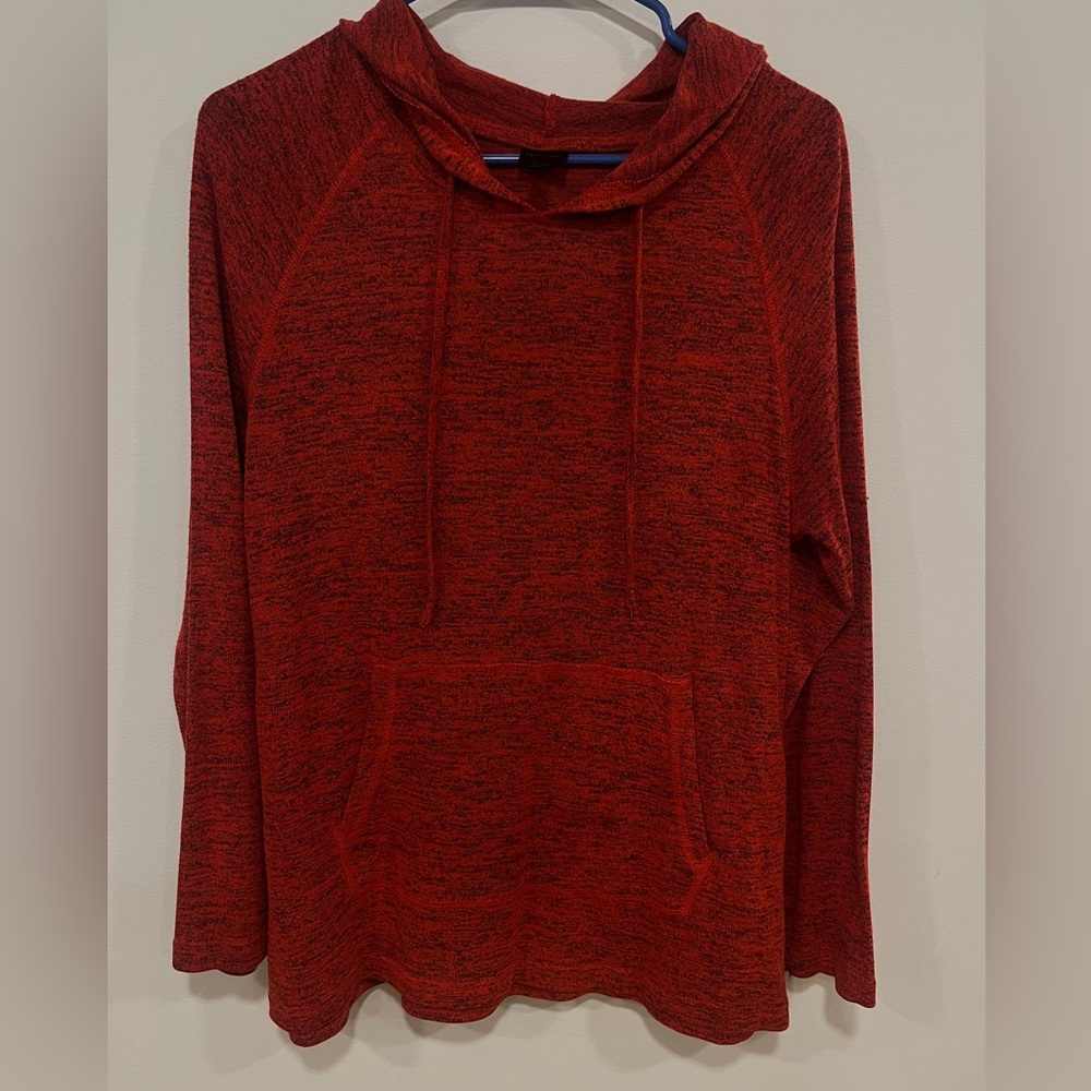 Red heathered Women's raglan sleeve Hoodie Sweater